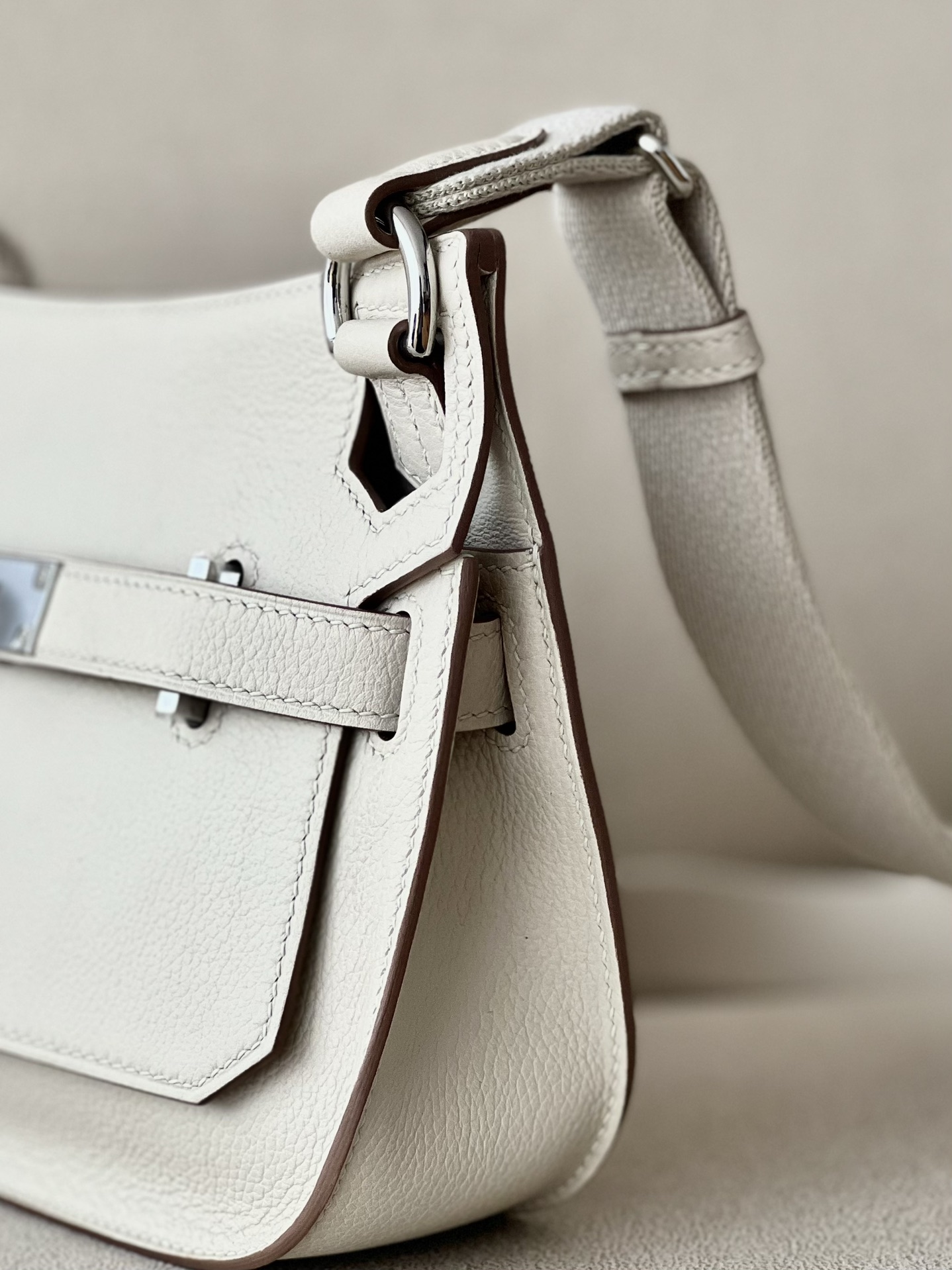 Hermes Jypsiere Mini Shoulder Bag In White Clemence Leather